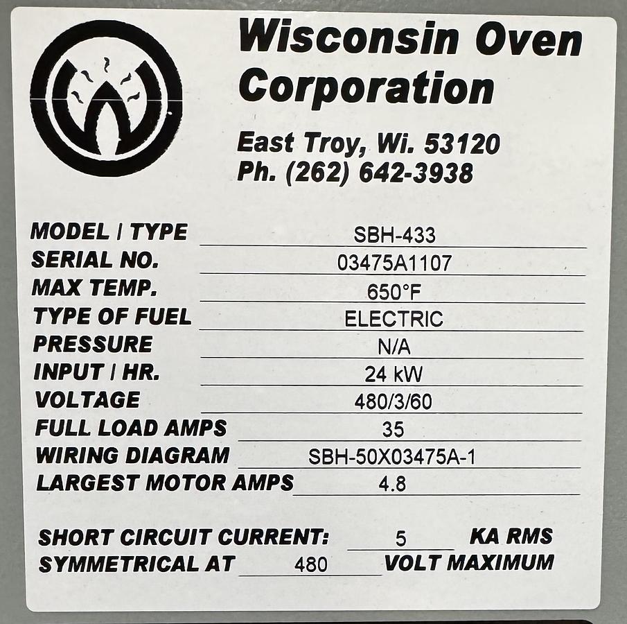 Used 48"W x 36"H x 36"L Wisconsin Cabinet Oven, 650°F, Electric, Vacuum Composite Cure