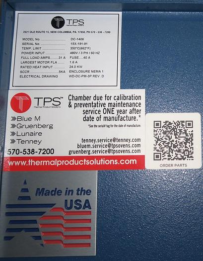 Used 48"W x 36"H x 24"L Blue M DC-1406 Cabinet Oven, 662°F, Electric