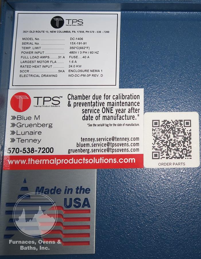 Used 48"W x 36"H x 24"L Blue M DC-1406 Cabinet Oven, 662°F, Electric