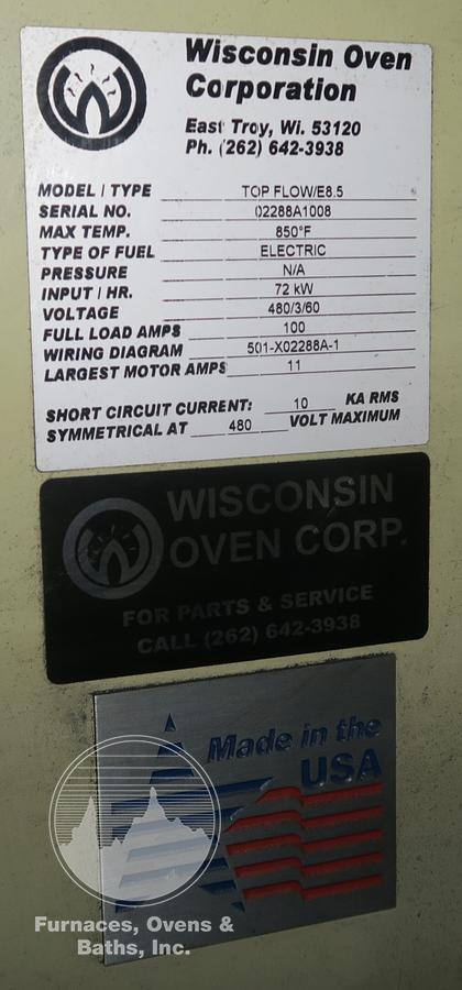 Used 20"W x 9" High x 15' Long, Wisconsin Belt Conveyor Oven, Electric, 850-F