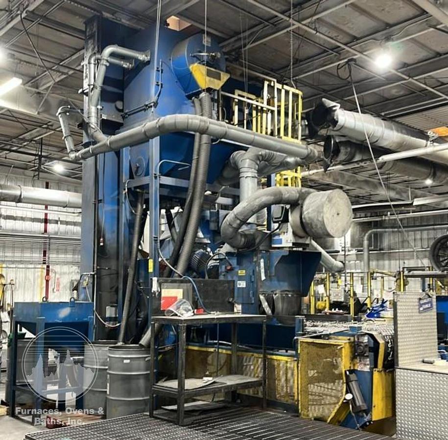 Used Wheelabrator MMB-27-4-20 Mesh Belt Shot Blaster Complete w/Dust Collector, PLC Controls, VFD's
