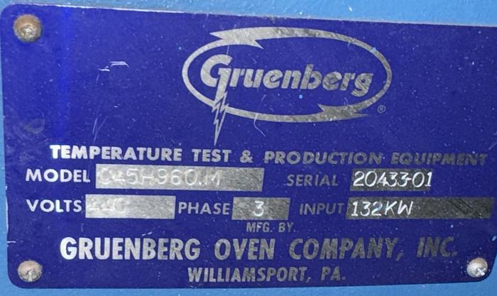 Used 48"W x 72"H x 48"L, Gruenberg, Electric Walk-In Oven, Stainless Steel Interior, Solvent Rated, 450°F