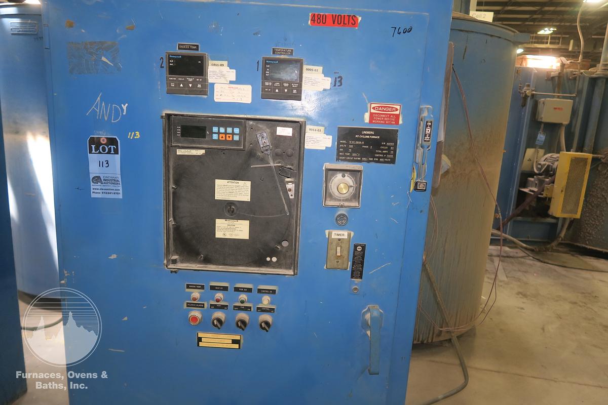 Used 38" Diameter x 48" Deep Lindberg 12-EC-3848-12 Pit Cyclone Pit Furnace, 1250°F, Electric