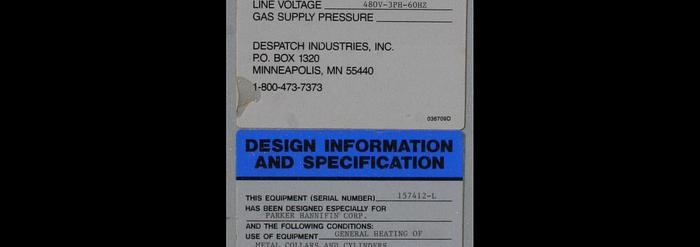 Used 25"W x 25"H x 25"L Despatch VRC1-90-1E Cabinet Oven, 500°F, Electric