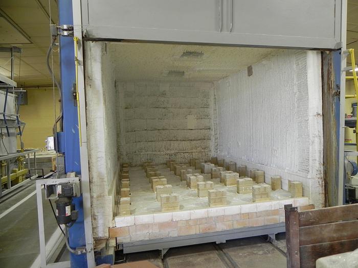 Used 108"W x 84"H x 156"L (13'), American Kiln, 2200-F, Gas Fired, Car Bottom, Dual Cars