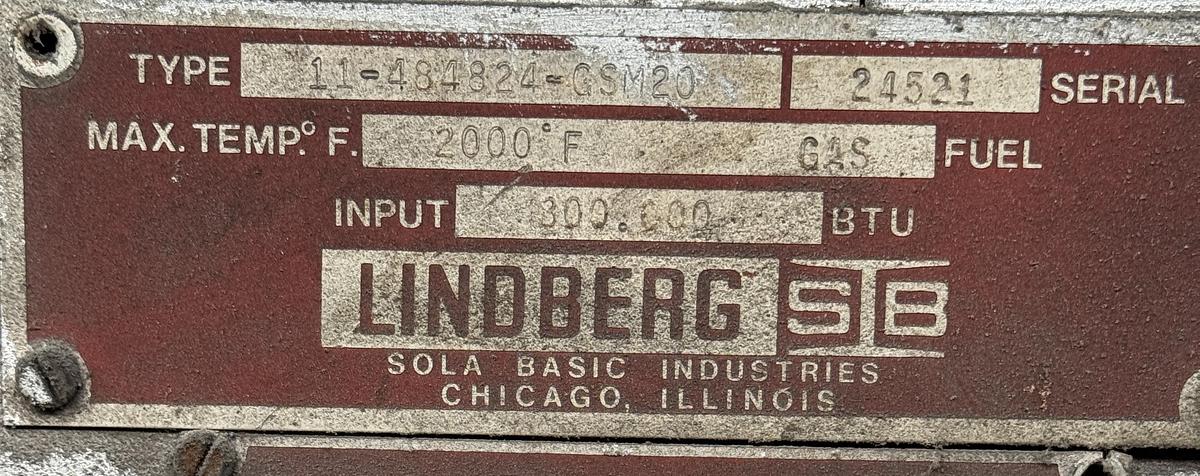 Used 48"W x 24"H x 48"L, Surface Combustion, Direct Fired Box Furnace, Gas Fired, 2000-F, Fiber Lined