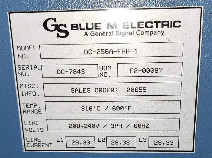 Used 25"W x 20"H x 20"L Blue M DC-256A-FHP-1 Class A Cabinet Oven, 600°F, Electric
