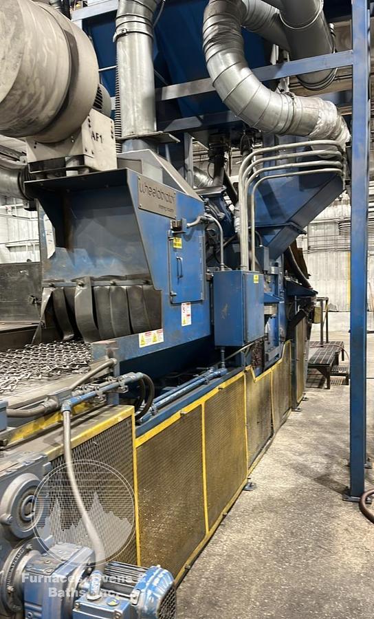 Used Wheelabrator MMB-27-4-20 Mesh Belt Shot Blaster Complete w/Dust Collector, PLC Controls, VFD's