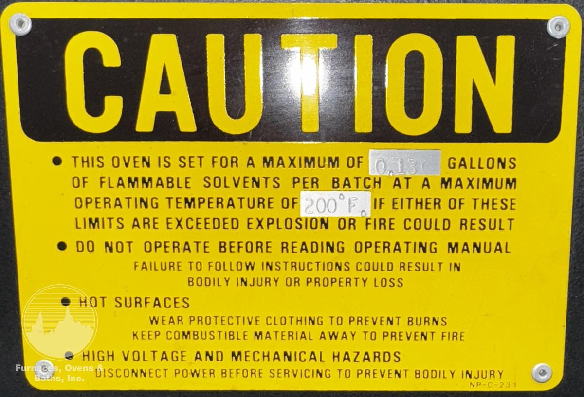 Used 24"W x 24"H x 24"Dp, Grieve AA-500 Solvent Rated Cabinet Oven, 500-F