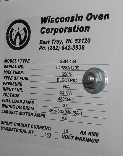 Used 48"W x 48"H x 36"L Wisconsin Cabinet Oven, 650°F, Electric