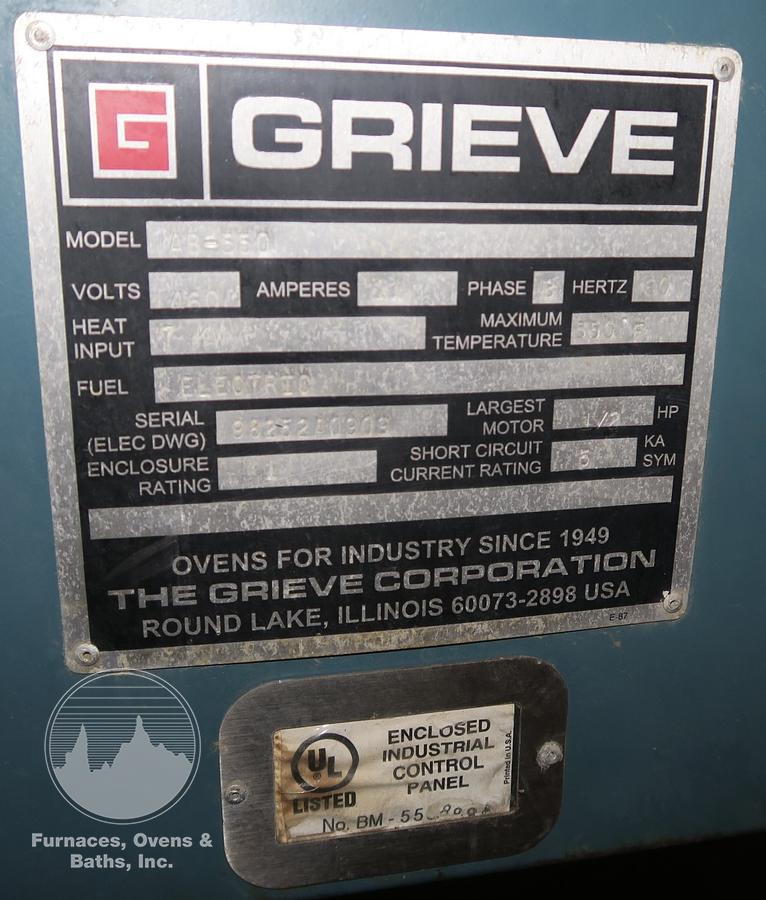 Used 36"W x 36"H x 36"L, Grieve AB-550, Electric, 550-F