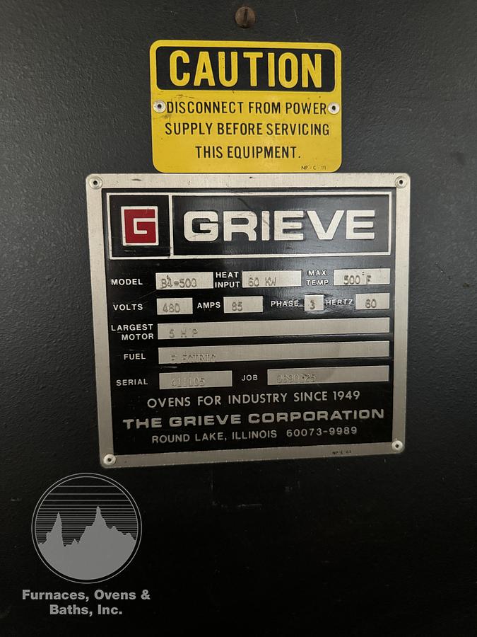 Used 72"W x 72"H x 120"L, Grieve B4-500 Electric Walk-In Oven, 500°F