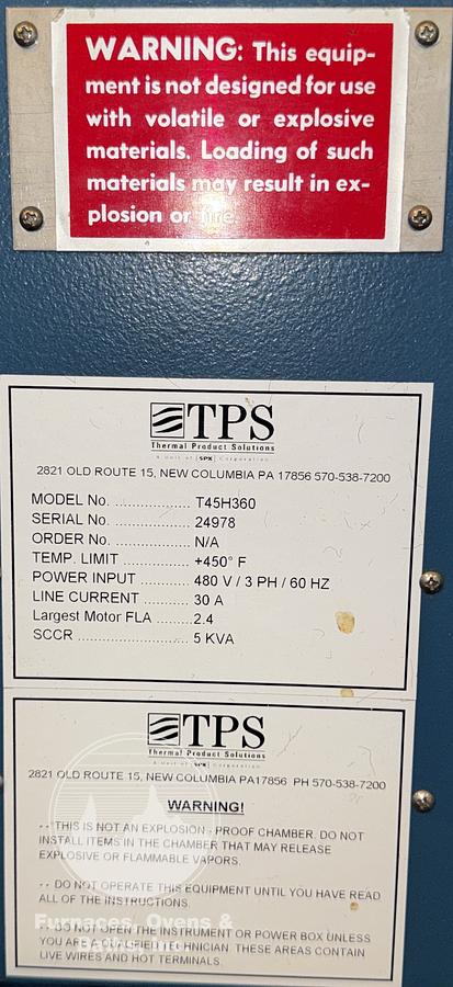 Used 36"W x 48"H x 36"L, Gruenberg T45H360, Electric Truck Oven, 450°F