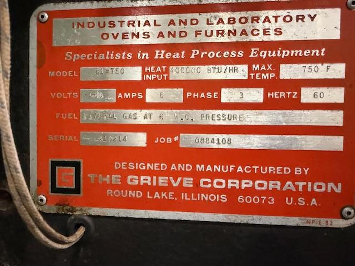 Used 48"W x 72"H x 48"L, Grieve B1-750, Gas Fired Walk-In Oven, 750°F