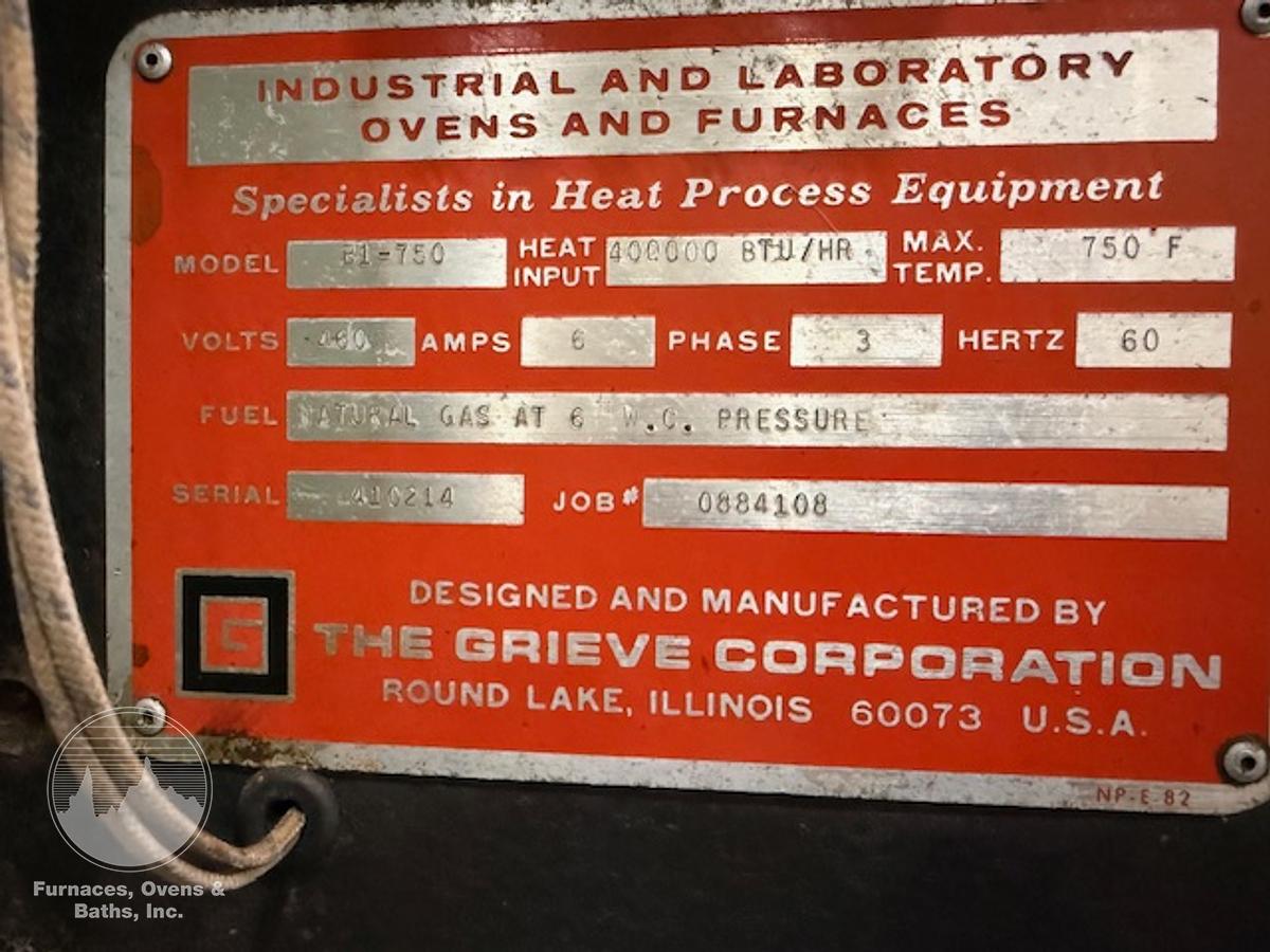 Used 48"W x 72"H x 48"L, Grieve B1-750, Gas Fired Walk-In Oven, 750°F