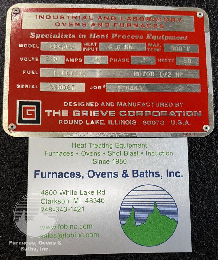 Used 36"W x 36"H x 48"L Grieve AG-500, Electric, 500-F