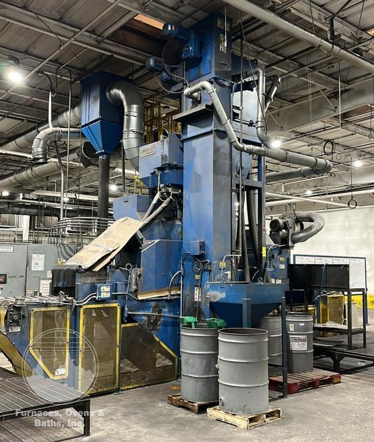 Used Wheelabrator MMB-27-4-20 Mesh Belt Shot Blaster Complete w/Dust Collector, PLC Controls, VFD's