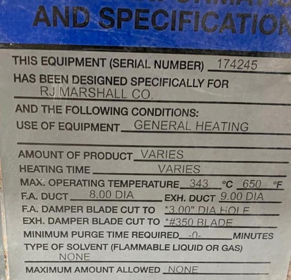 Used 72”W x 72”H x 72”L Despatch TAD3-21-1E, Walk-In/Truck Oven, 650-F