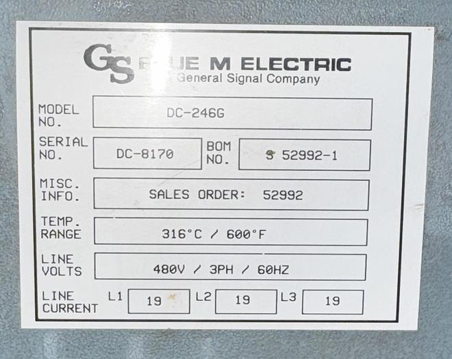 Used 36"W x 48"H x 24"L, Blue M DC-246G Cabinet Oven, 600°F, Stainless Interior