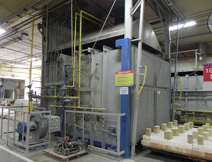 Used 108"W x 84"H x 156"L (13'), American Kiln, 2200-F, Gas Fired, Car Bottom, Dual Cars