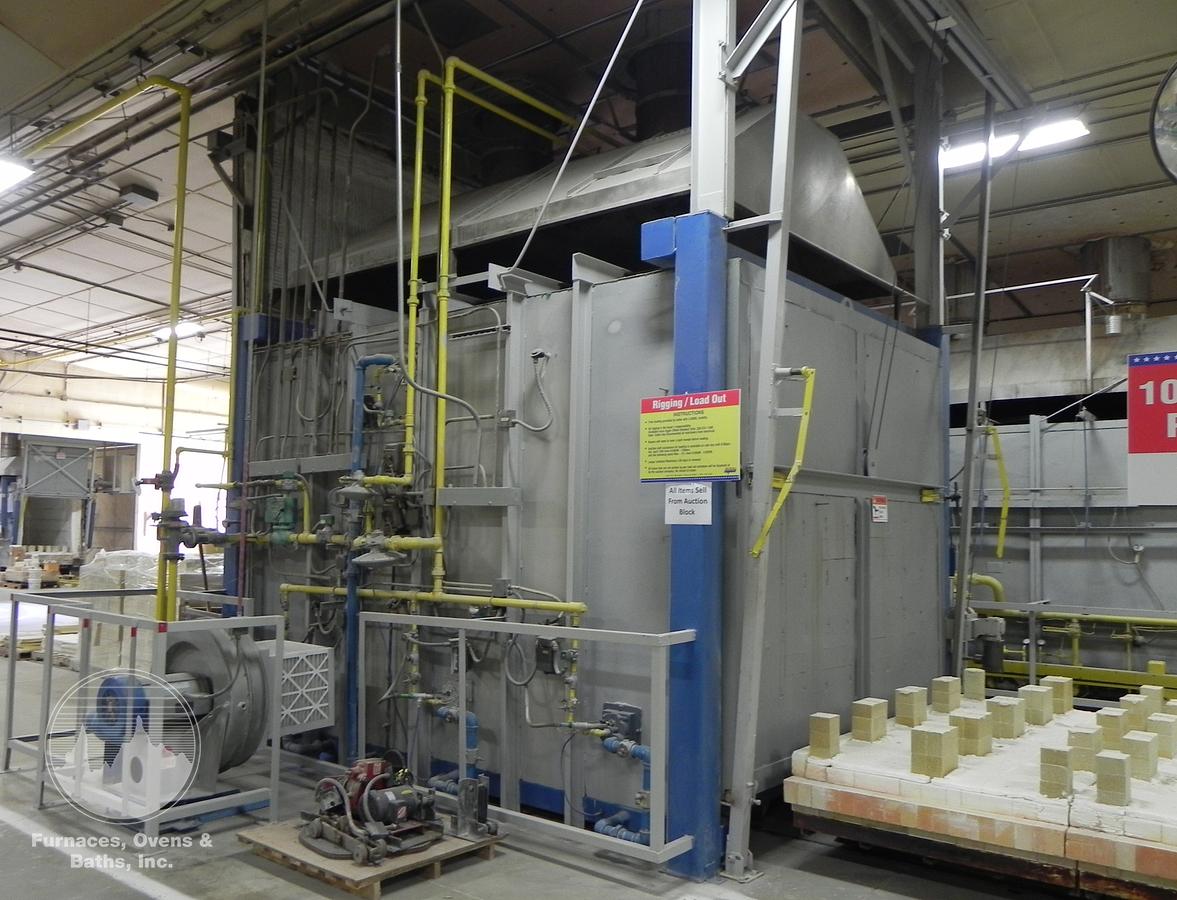 Used 108"W x 84"H x 156"L (13'), American Kiln, 2200-F, Gas Fired, Car Bottom, Dual Cars