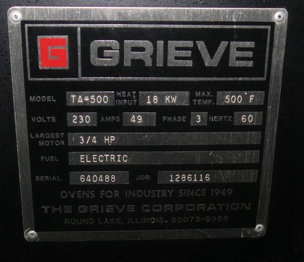 Used 36"W x 60"H x 36"L Grieve TA-500, Electric, 500-F