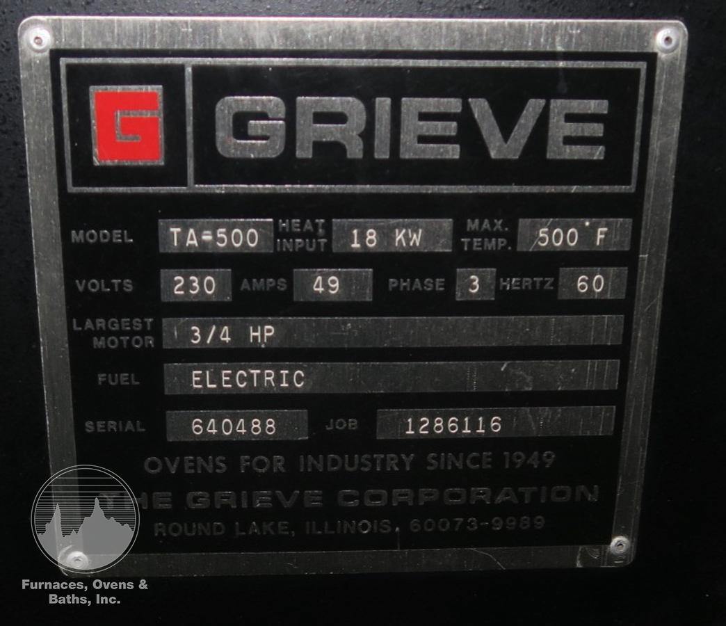 Used 36"W x 60"H x 36"L Grieve TA-500, Electric, 500-F