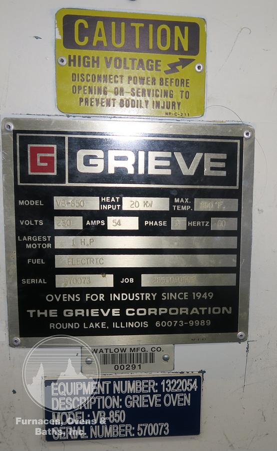 Used 26"W x 50"H x 38"L Grieve VB-850, Electric, 850-F