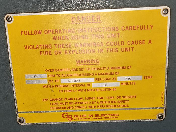 Used 25"W x 20"H x 20"L Blue M DC-256A-FHP-1 Class A Cabinet Oven, 600°F, Electric