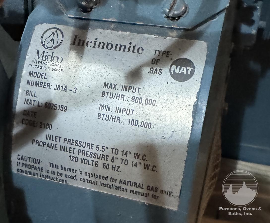 Used 56"W x 60"H x 32”L, Grieve SB-350 Cabinet Oven, 350-F, Gas Fired, Class A, Solvent Rated, Stainless Steel Interior