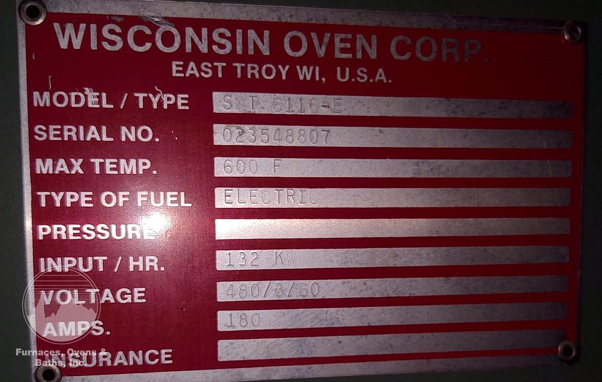 Used 72"W x 72"H x 132"L (11'), Wisconsin Walk-In Oven SWT-6116-E, 600°F, Electric, Powered Exhaust
