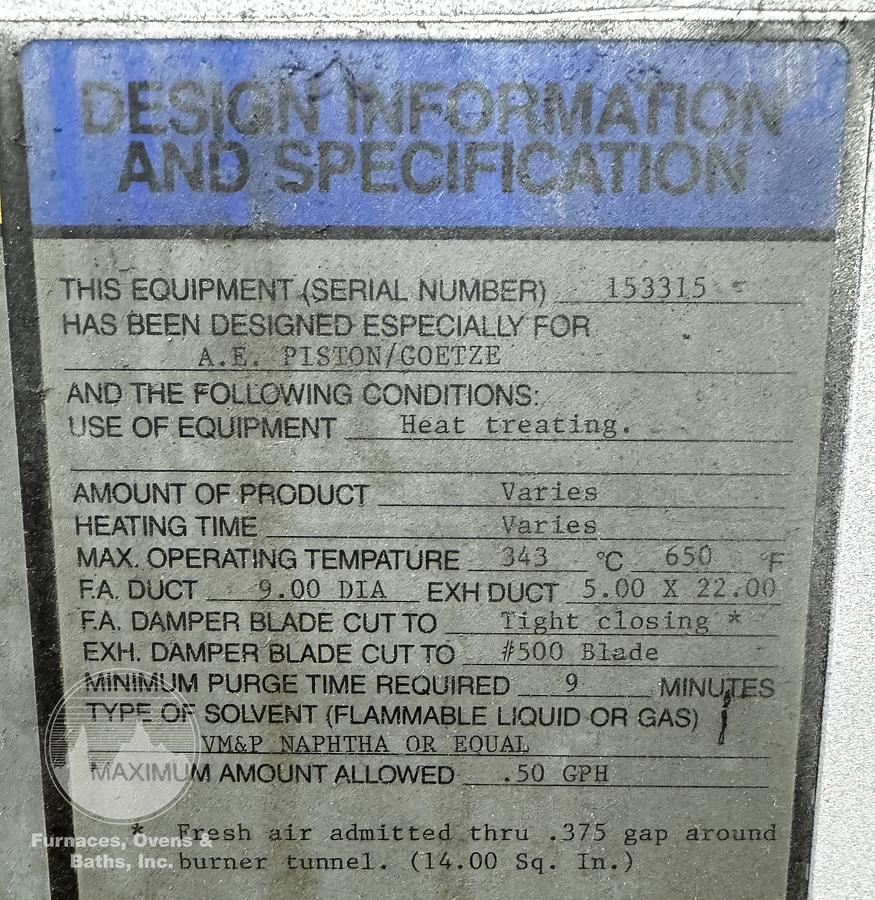 Used 72"W x 78"H x 120"L, Despatch PSD3-38S-G Walk-In Oven, 650°F, Gas Fired, Solvent Rated