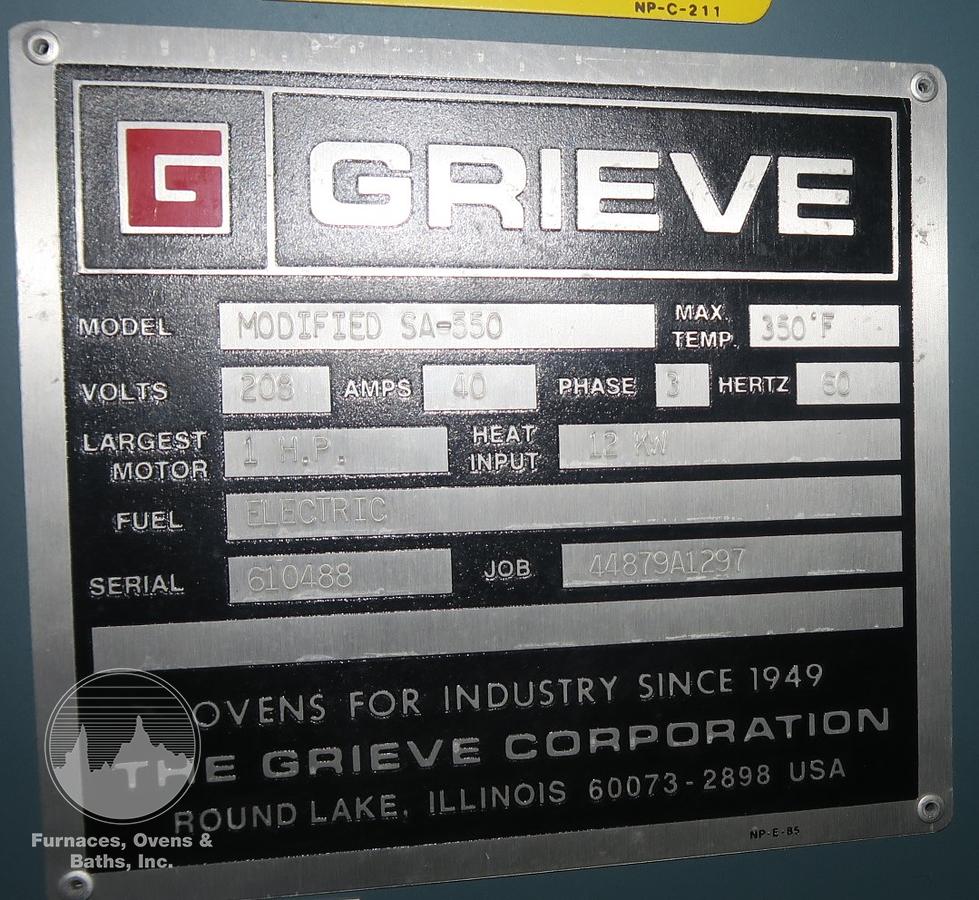 Used 72"W x 54"H x 30"L Grieve Modified SA-550, Electric, Solvent Rated, Class A