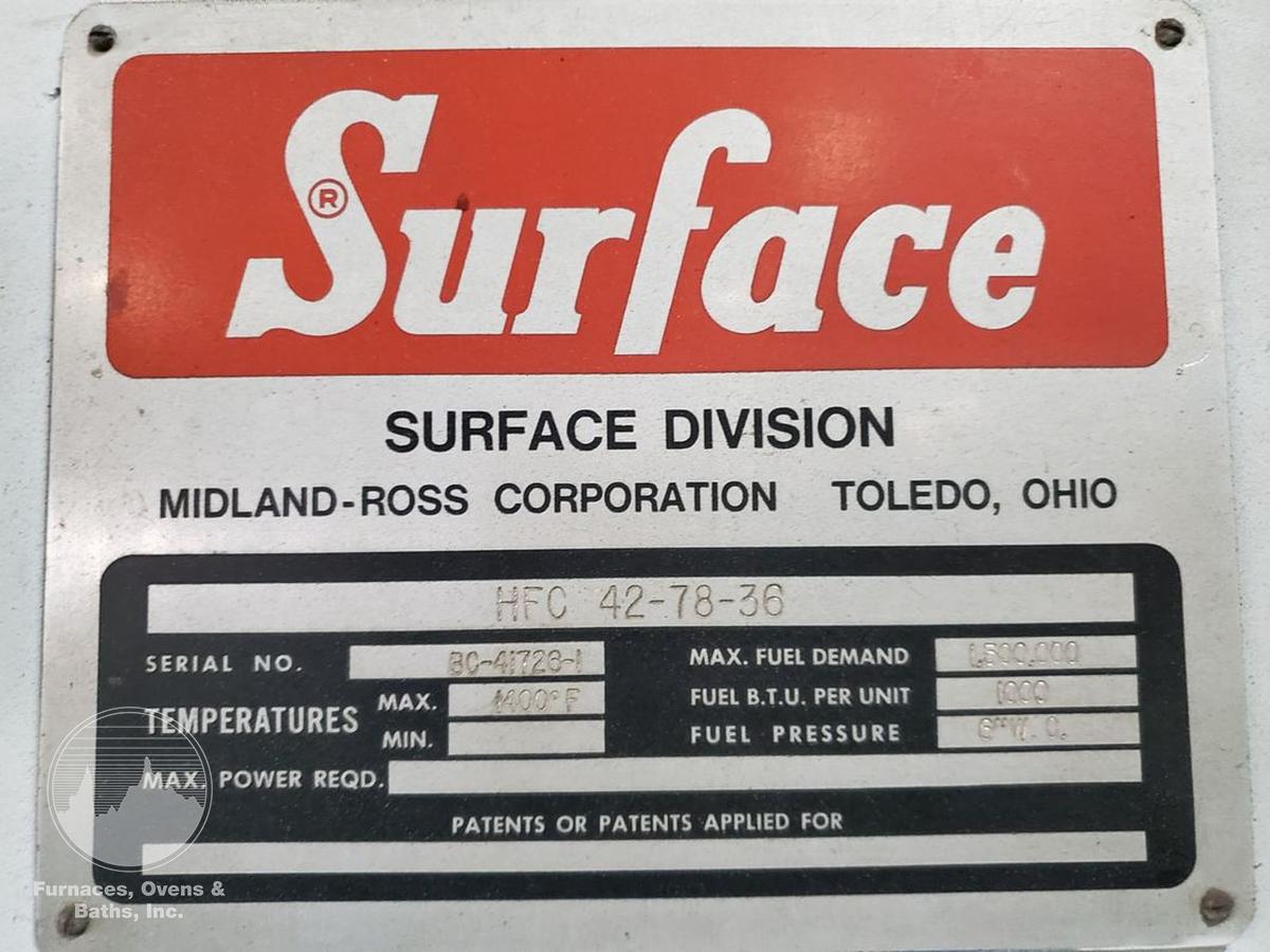 Used Surface Combustion Box Temper 36"W x 36"H x 72"L, Gas Fired, 1400°F.