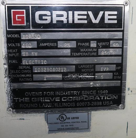 Used 36"W x 36"H x 48"L Grieve AG-850, Electric, 850-F