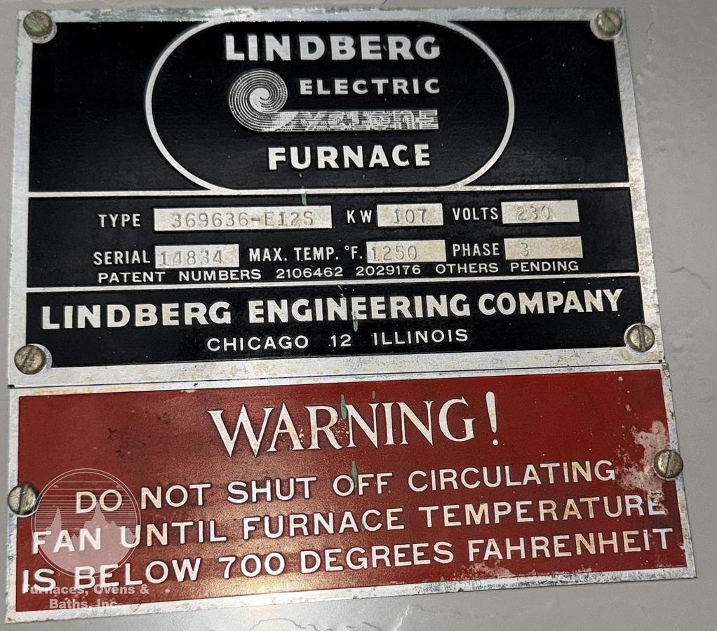 Used 36"W x 36"H x 96"L, Lindberg, 1250°F, Electric