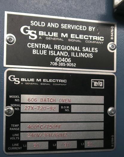 Used 36"W x 60"H x 48"L Blue M Batch/Cabinet Oven, 750°F, Electric