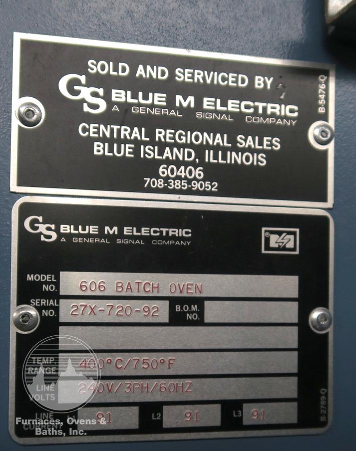 Used 36"W x 60"H x 48"L Blue M Batch/Cabinet Oven, 750°F, Electric