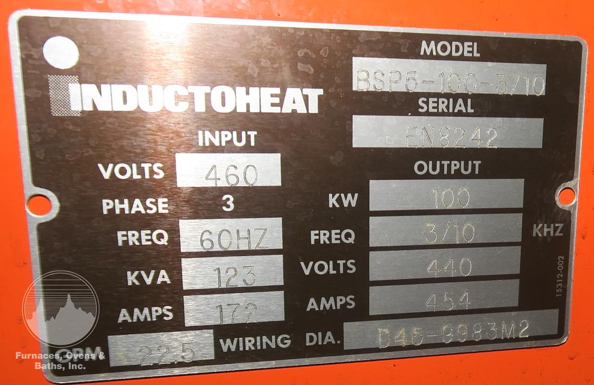 Used Inducto-Heat BSP5-100-3/10, 100 kW, 3/10 kHz