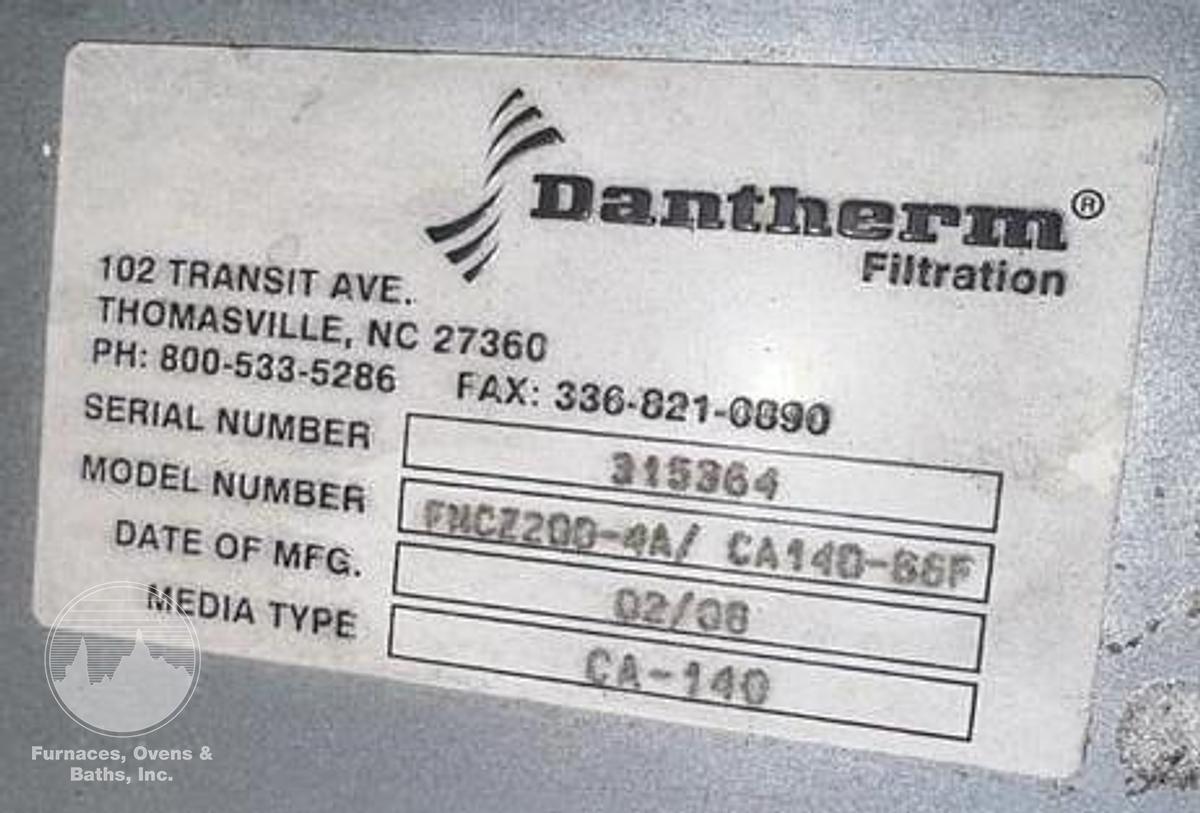 Used 2008 DANTHERM FMCZ200-4A/CA140-66F DUST COLLECTOR