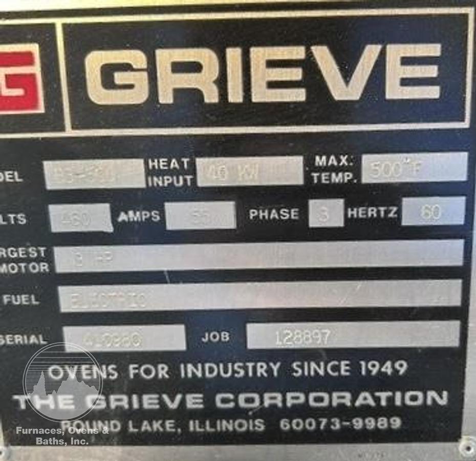 Used 60"W x 72"H x 96"L, Grieve B3-500 Electric Walk-In Oven, 500°F