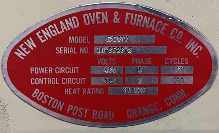 Used 19"W x 18" High x 120" Long, New England Oven Belt Conveyor Oven, Electric, 850-F