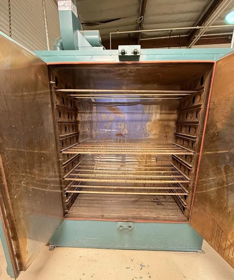 Used 56"W x 60"H x 32”L, Grieve SB-350 Cabinet Oven, 350-F, Gas Fired, Class A, Solvent Rated, Stainless Steel Interior