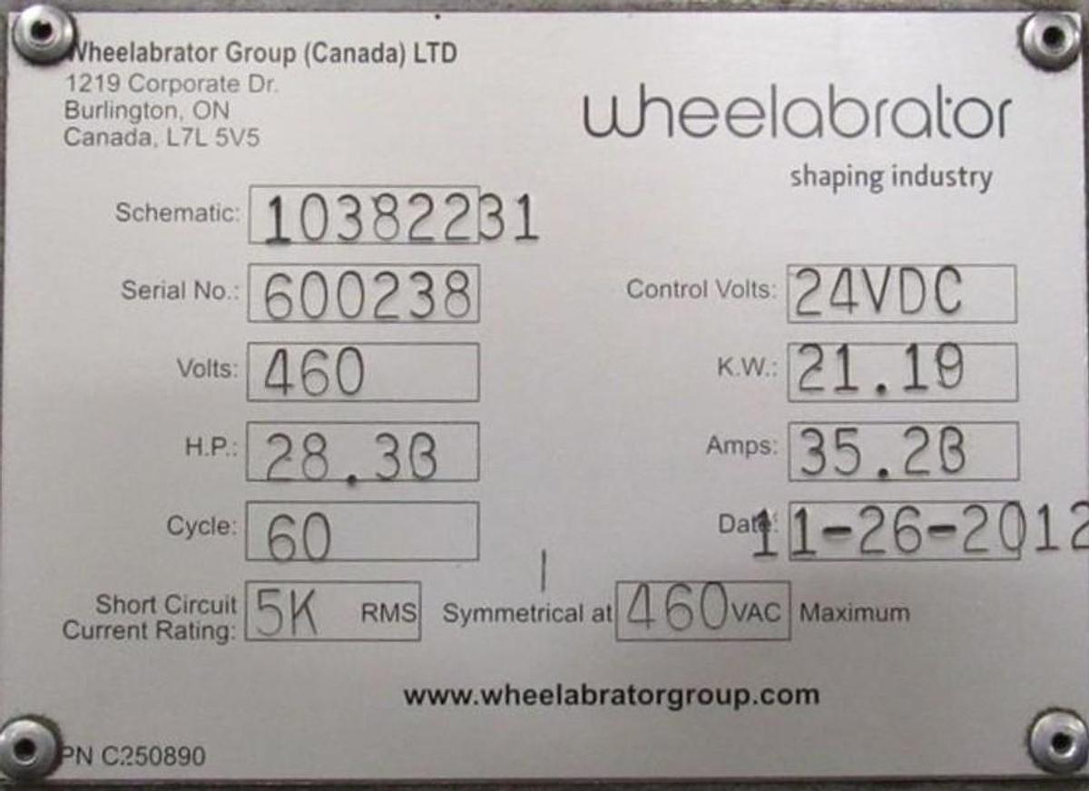 Used 2012 WHEELABRATOR SHOTPEEN TUMBLAST