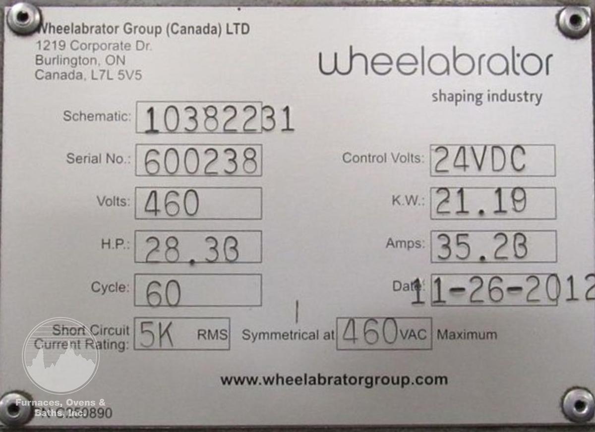 Used 2012 WHEELABRATOR SHOTPEEN TUMBLAST