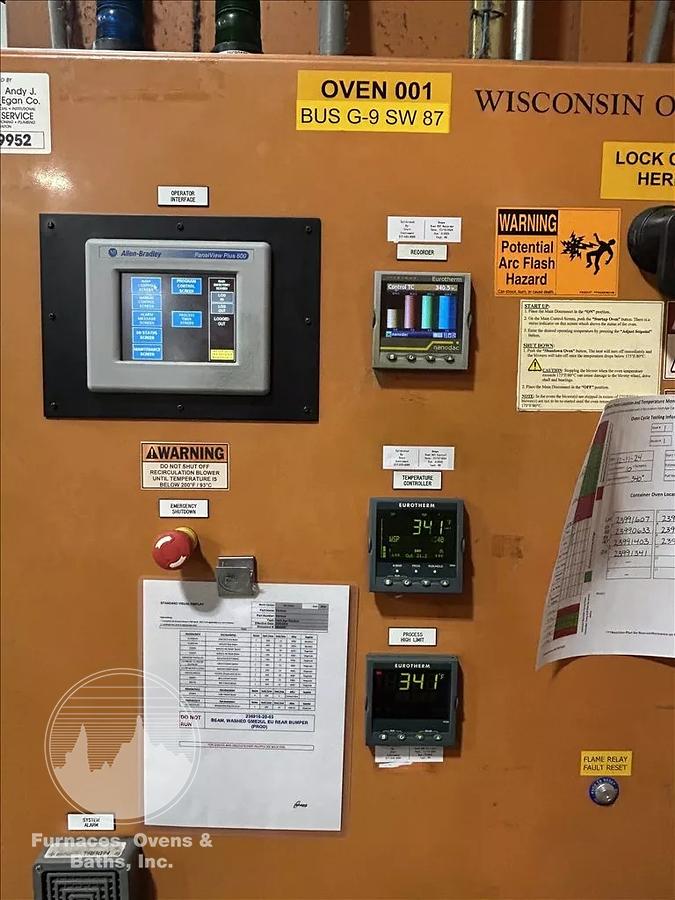 Used 96"W x 120"H x 144"L, Wisconsin Walk-In Oven SWH-81210-G, 500°F, Gas Fired w/Carts