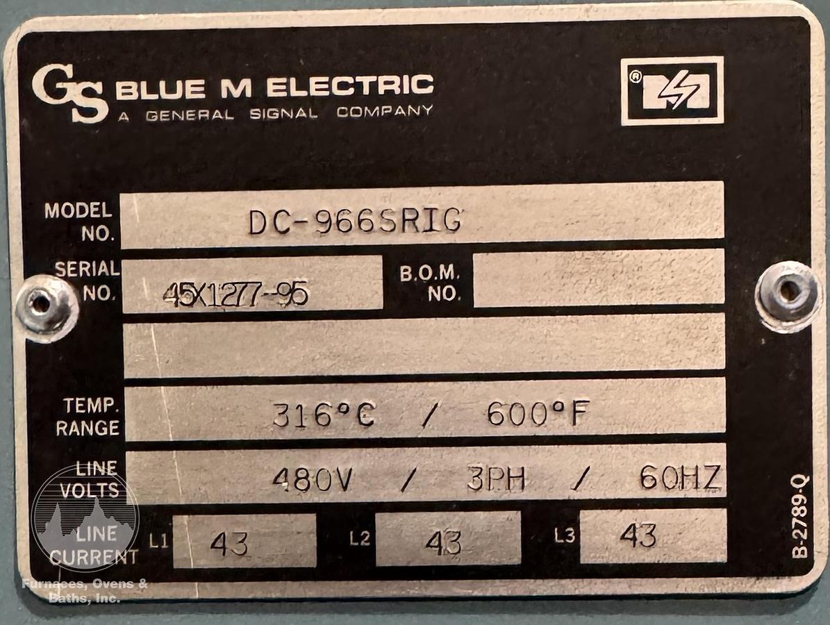 Used 48"W x 72"H x 48"L, Blue M DC-966 Batch/Truck Oven, 600°F