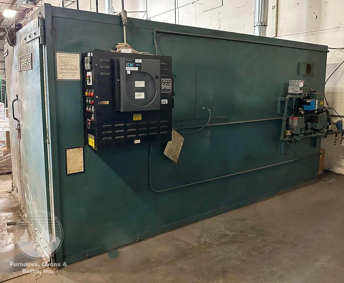 Used 72"W x 72"H x 120"L, Grieve B4-500 Walk-In Oven, 500°F, Gas Fired, Solvent Rated