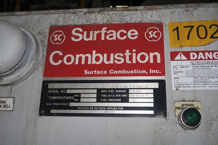 Used Surface Combustion Super Allcase Integral Quench Furnace, 36"W x 36"H x 72"L, Gas Fired, 1750°F