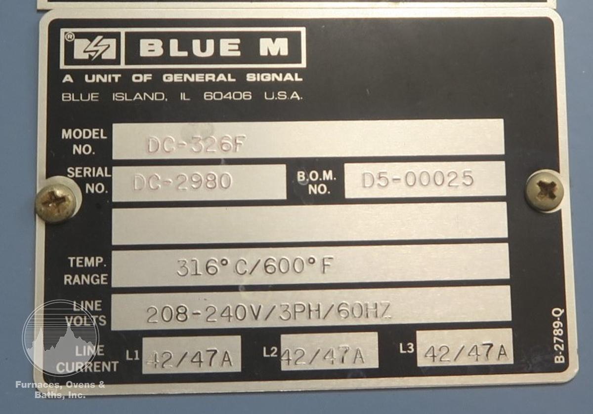 Used 48"W x 48"H x 24"L, Blue M DC-326F Cabinet Oven, 600°F